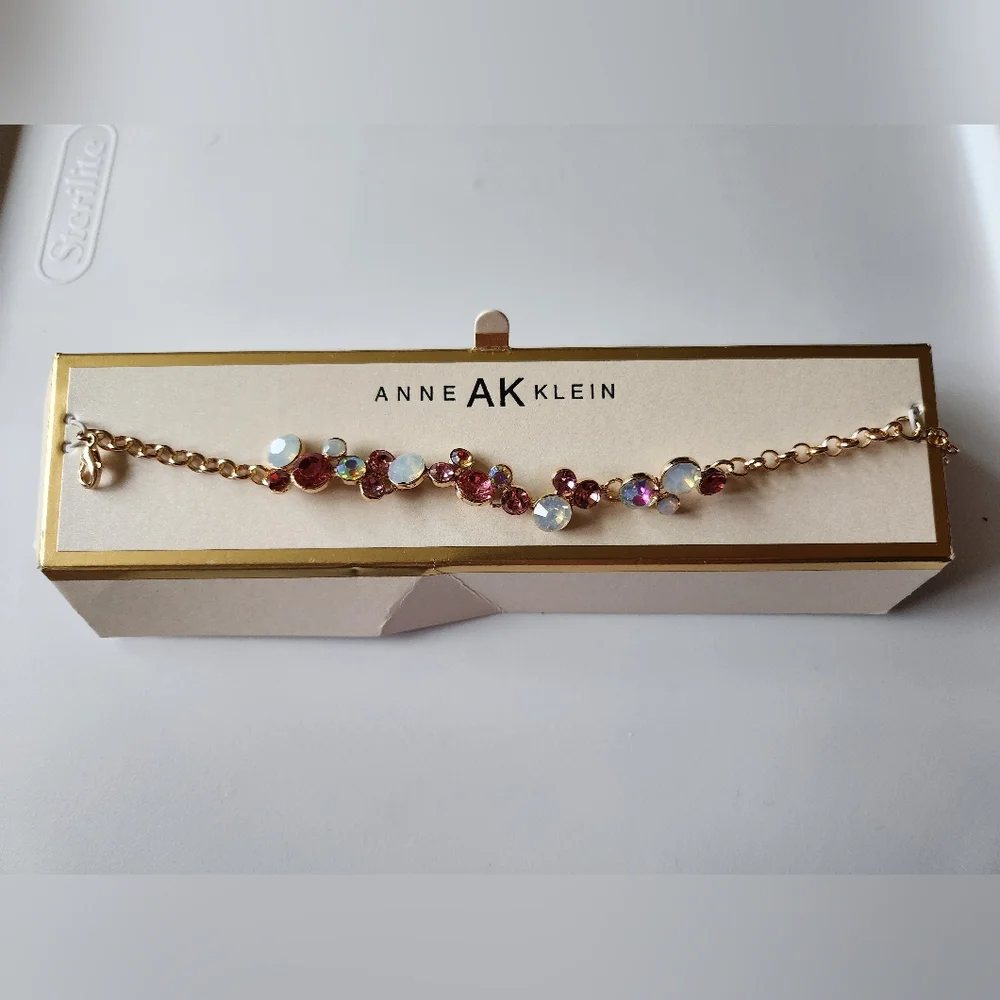 Anne Klein Bracelet Gold Tone Stones New